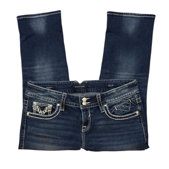 Vigoss The Chelsea Capri Jeans Size 11/12 Women's Distressed Embroidered Denim - Picture 5 of 11